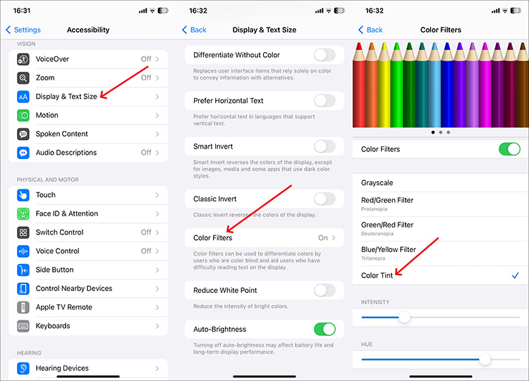adjust iphone color filters