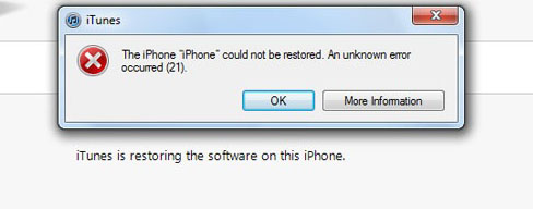 iphone error 21