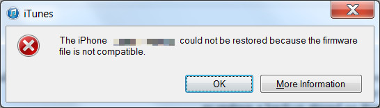 iphone firmware file is not compatible