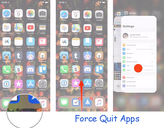 force quit an app on iphone without home button