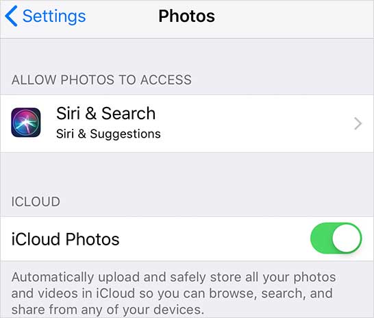 enable icloud photos