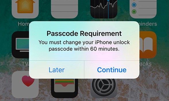 iphone passcode requirement pop up