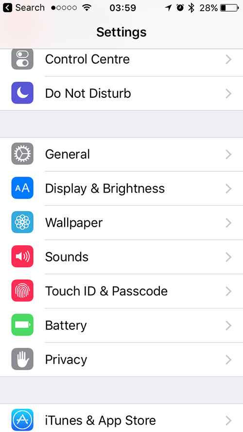 iphone settings