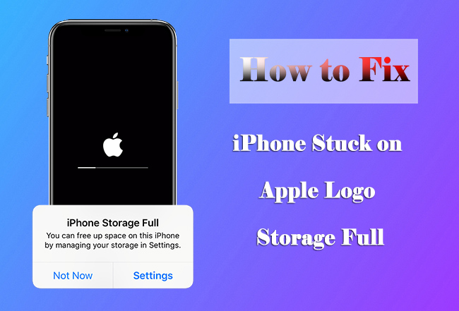 iphone stuck on apple logo storage full