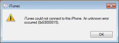fix itunes error 0xE800015