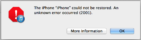 itunes error 2001