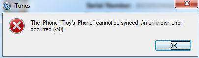 fix itunes error -50