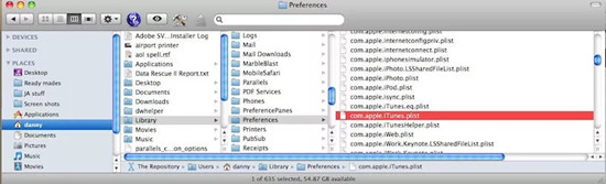 itunes preference files