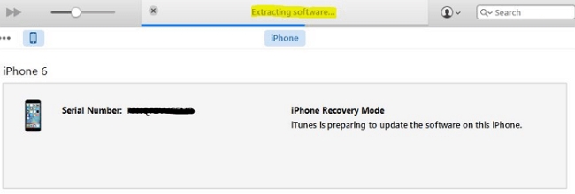 itunes restore stuck on extract software