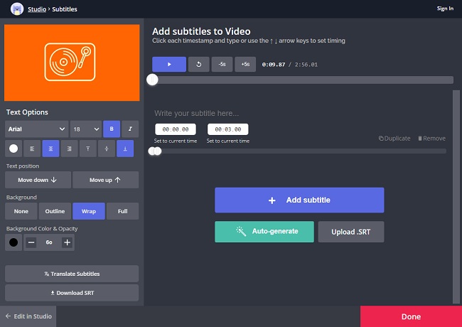 kapwing add subtitles online