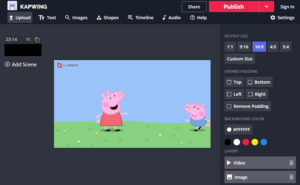 kapwing publish video
