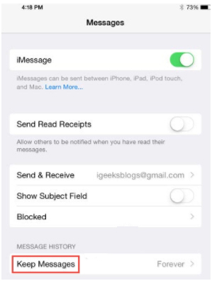 keep messages forever