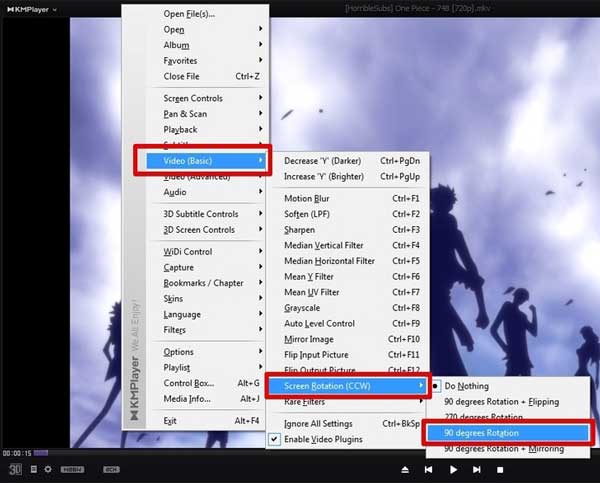 rotate video in media player rotate video in media player