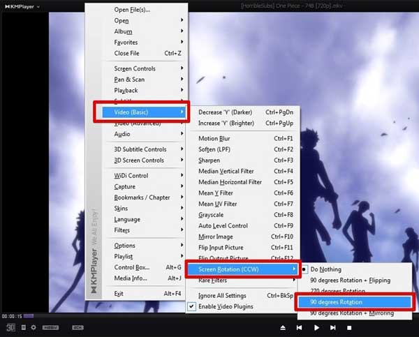 kmplayer rotate video
