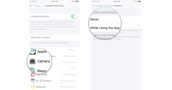 enable location service for camera