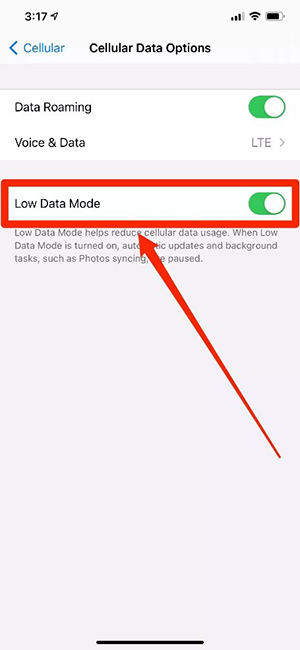 low data mode cellular