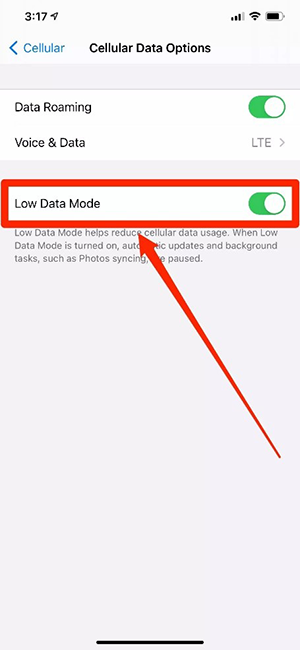 disable low data mode