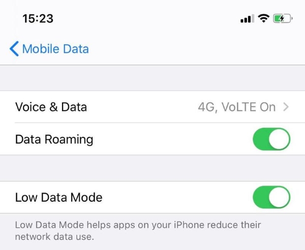 turn off low data mode