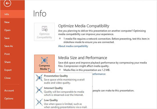powerpoint compress video