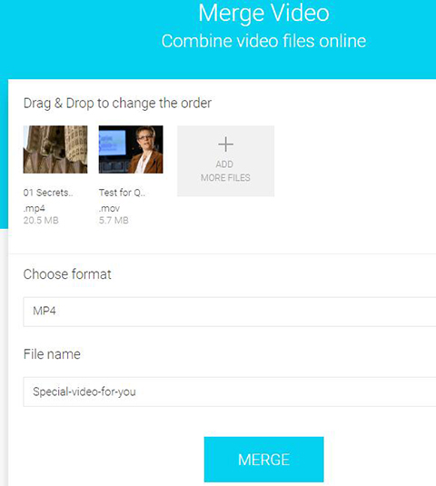 merge video choose format