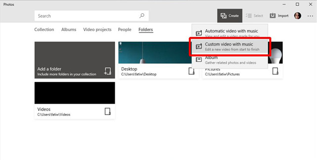 open photos app to merge videos