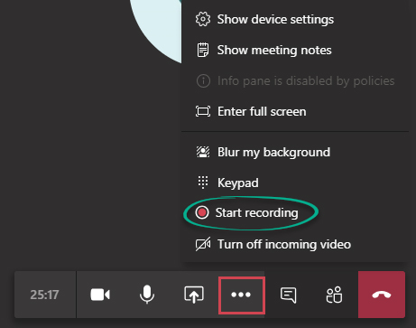 microsoft teams start recording