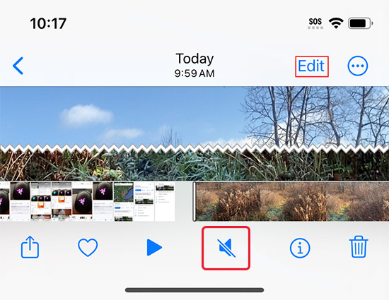mute video via photos app