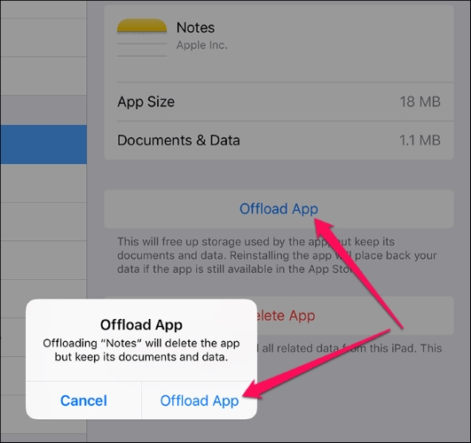 offload notes app