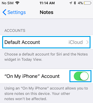 on my iphone account note