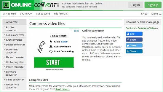 online-convert video compressor