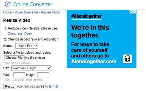 online converter resize video