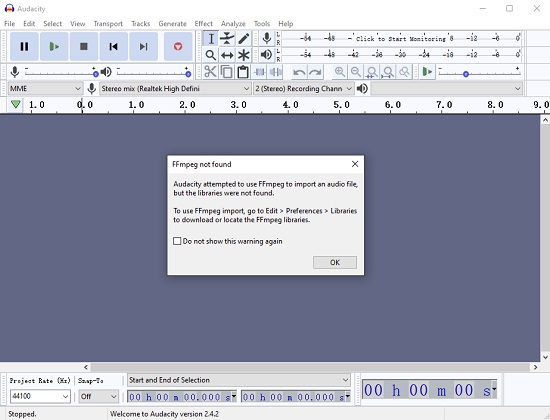 open m4a file in audacity