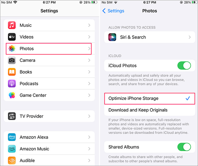 optimize iphone storage