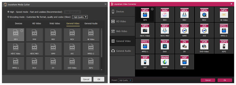 joyoshare media cutter vs joyoshare video converter output format