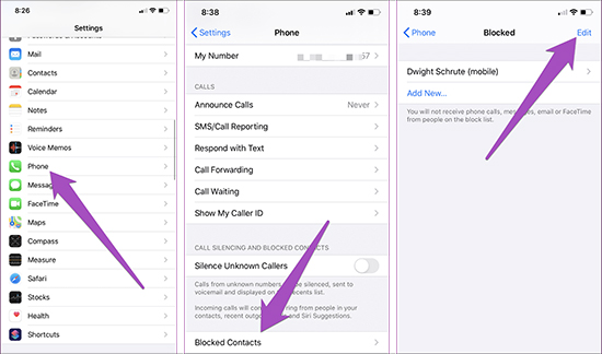 check blocked contacts