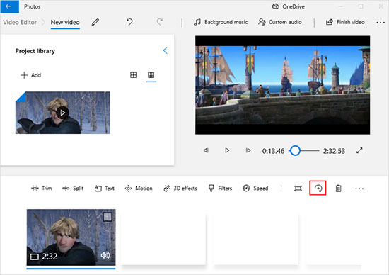 rotate video windows 10 in photos app