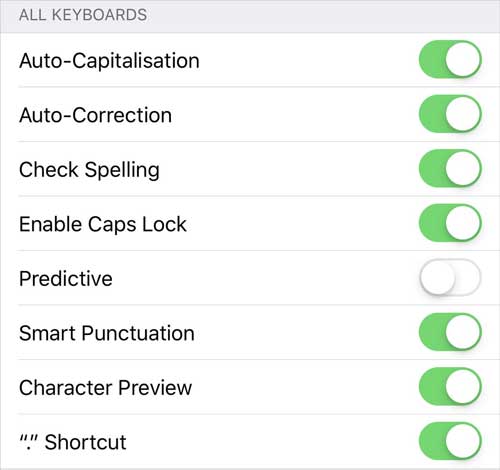 predictive and spelling