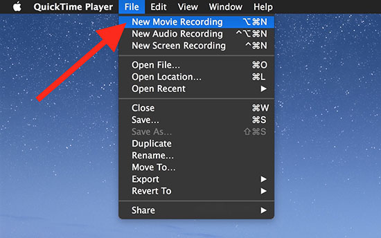 choose quicktime new movie recording