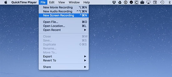 quicktime new screen recording