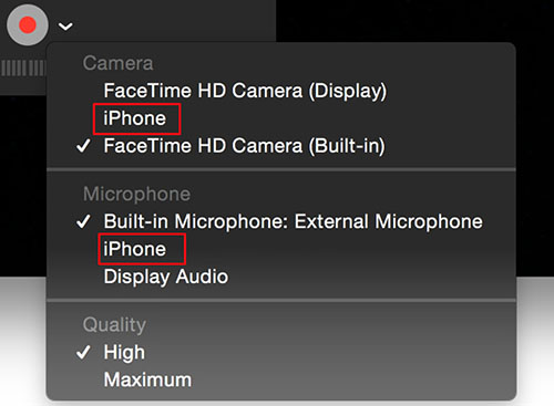 quicktime recording settings