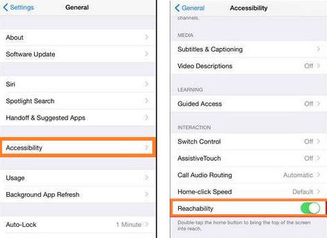 turn off reachability on iphone