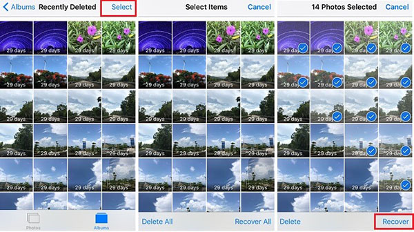recently deleted photos