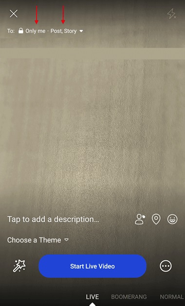 record live on facebook using the app