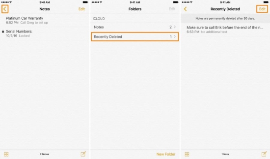 recover scanned documents on notes