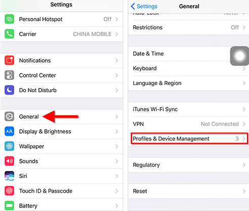 remove iphone configuration profiles
