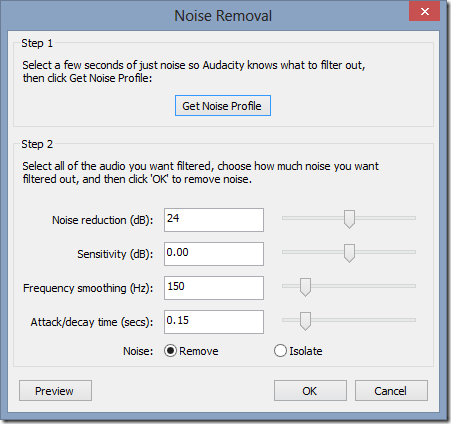 start removing noise