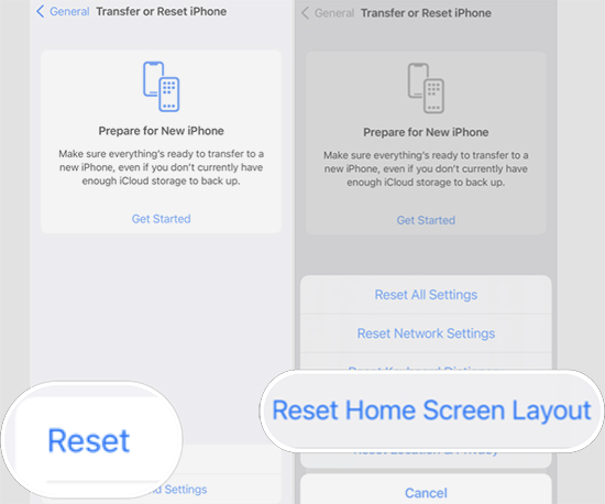 reset home screen layout