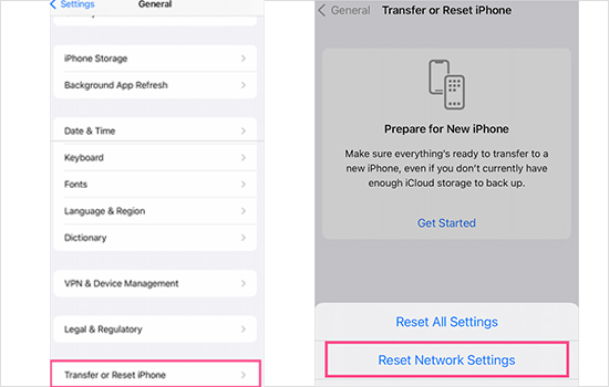 how to reset network settings