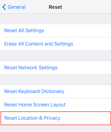 reset privacy settings