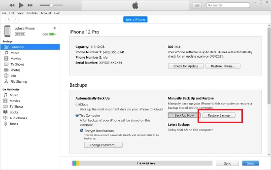 recover deleted contacts iphone from itunes backup
